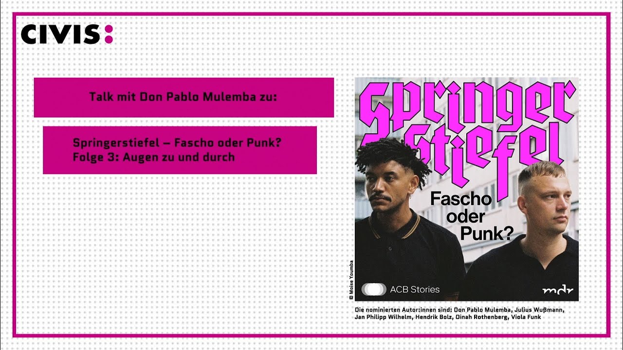 Talk mit Don Pablo Mulemba zu: &bdquo;Springerstiefel &ndash; Fascho oder Punk?&ldquo;