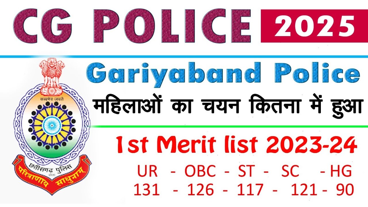 Gariyaband police 1st merit list 2025/ CG cut off mark 2025\ CG Police 