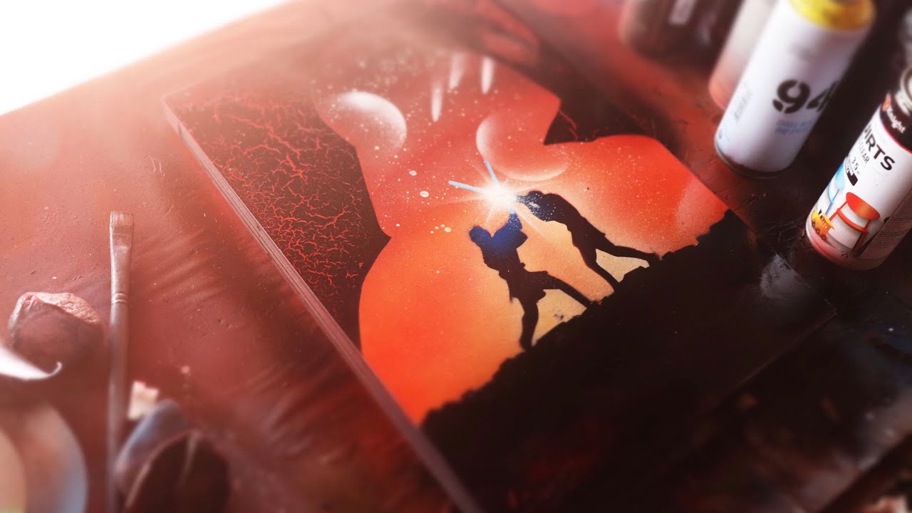 Anakin Skywalker Vs Obi Wan Kenobi - Spray Paint Art