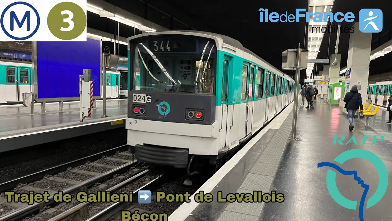 🚈Métro 3 (RATP) : Trajet à bord d’un MF67 N°024G. (Toute la ligne en trajet complet)