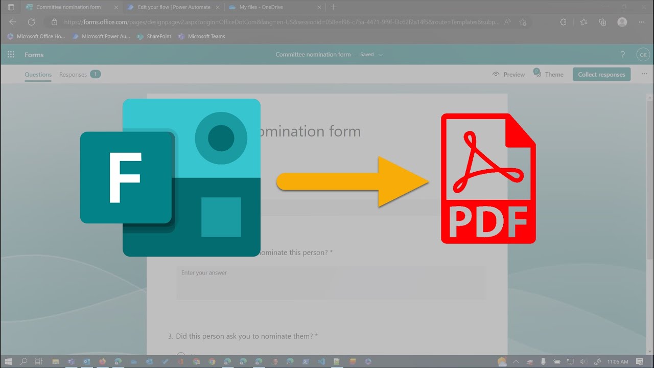 Сохранить ответ MS Forms в PDF (быстро и просто)