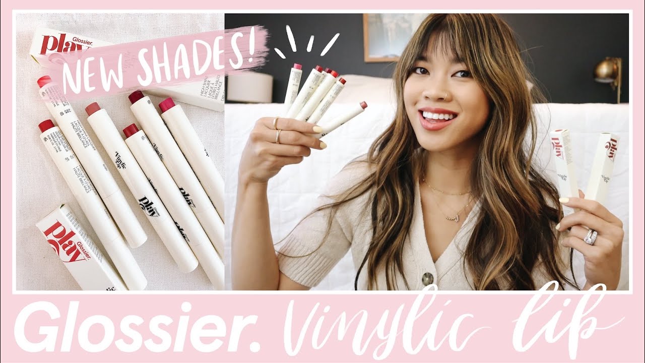 NEW GLOSSIER PLAY VINYLIC LIP - All 8 shades swatched and reviewed -  DISCOUNT CODE!