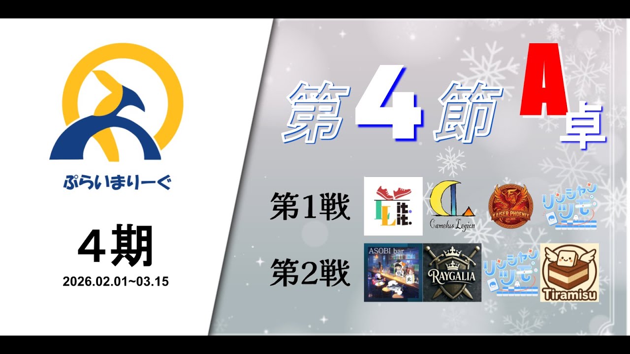 第4期ぷらいまりーぐ　第4節A卓（成績発表枠）