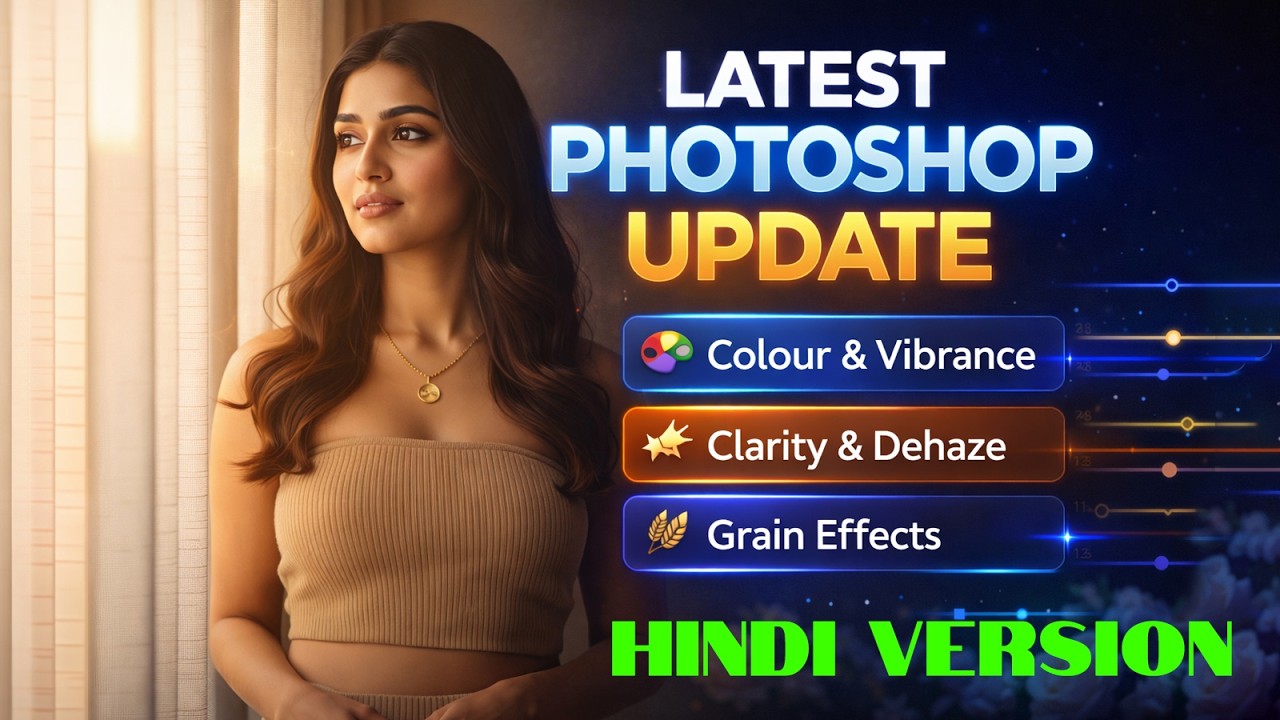 फ़ोटोशॉप नवीनतम अद्यतन २०२६ 🔥 स्पष्टता, देहज़े, अनाज और डब्ल्यू.बी. पूर्ण ट्यूटोरियल हिंदी में।
