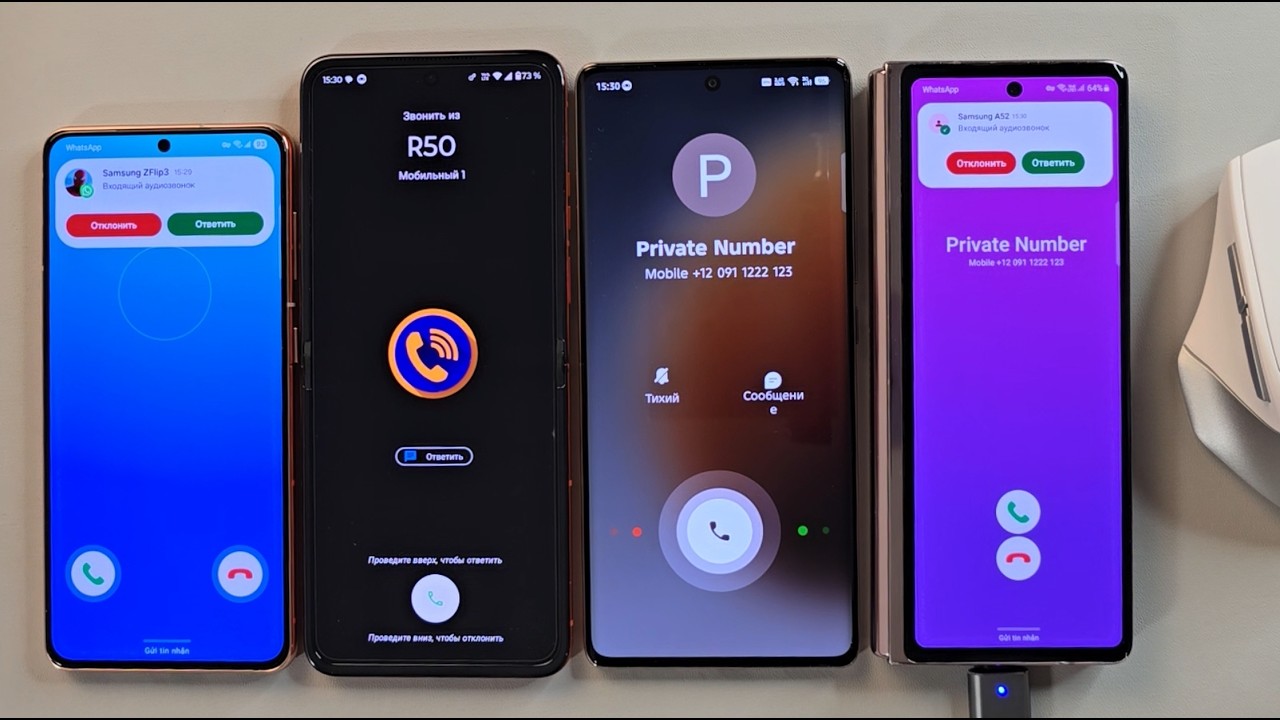 Incoming call Motorolla Razr50 Tecno Camon 30S Samsung S21 Samsung ZFold 2 with mouse control