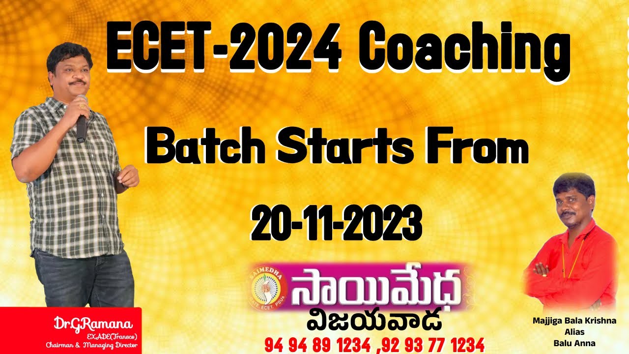 ECET-2024 OFFLINE COACHING | ECET ONLINE CLASSES | SAIMEDHA ECET