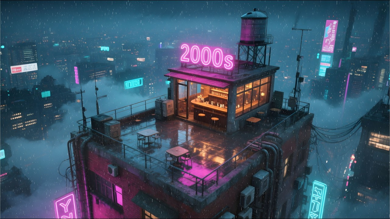 2000s Rainy Neon Rooftops 🌧️ Chill Lofi Beats for Study, Sleep & Night Focus