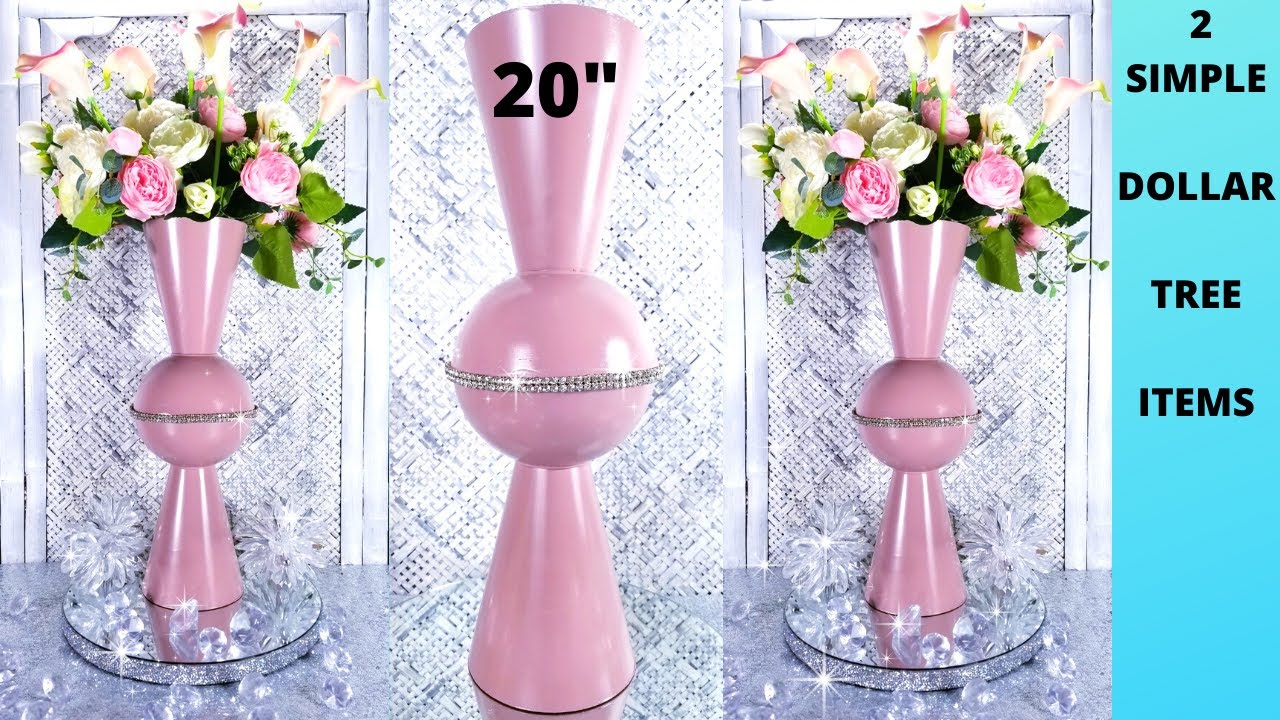DIY Wedding Centerpieces | How To Make Tall Trumpet Vase Centerpieces | Dollar Tree DIY Centerpieces