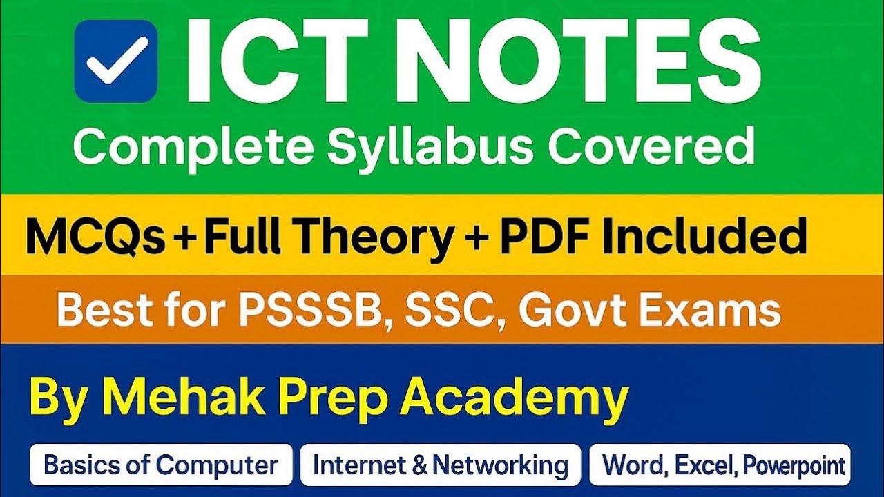 📘 PSSSB Senior Assistant, Junior Auditor & Inspector Audit 2025 | 100 Most Expected MCQs of ICT