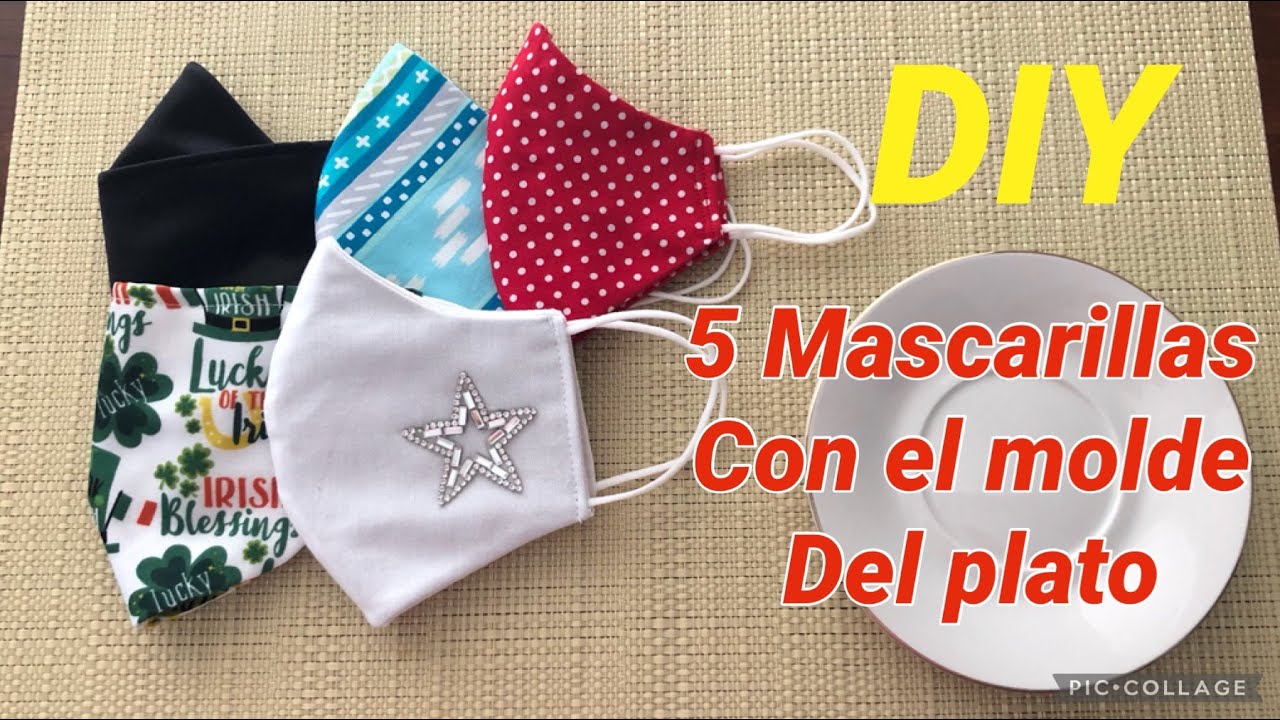 5 MASCARILLAS con Filtro y  el Mismo Molde  del Plato-Cubrebocas - DIY -5 Homemade Face Mask