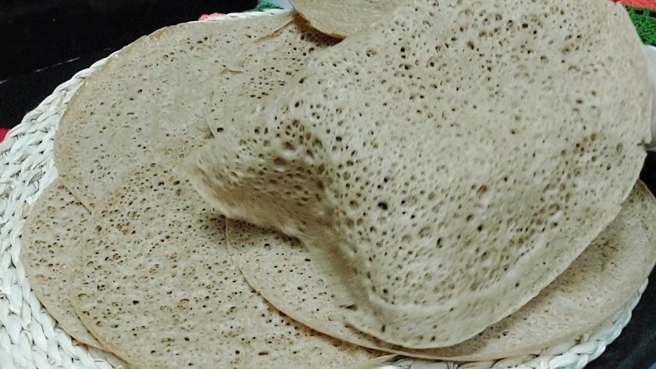 خبز إنجيرا Injera بطحين التف Teff خالي من الجلوتين (62)مع #نسرين التميمي#