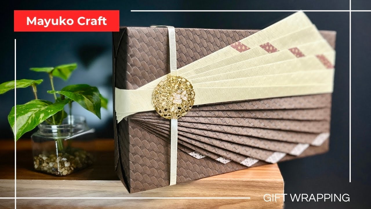 No Music ASMR Gift Wrapping | DIY Japanese Style Fan Pleats Gift Box