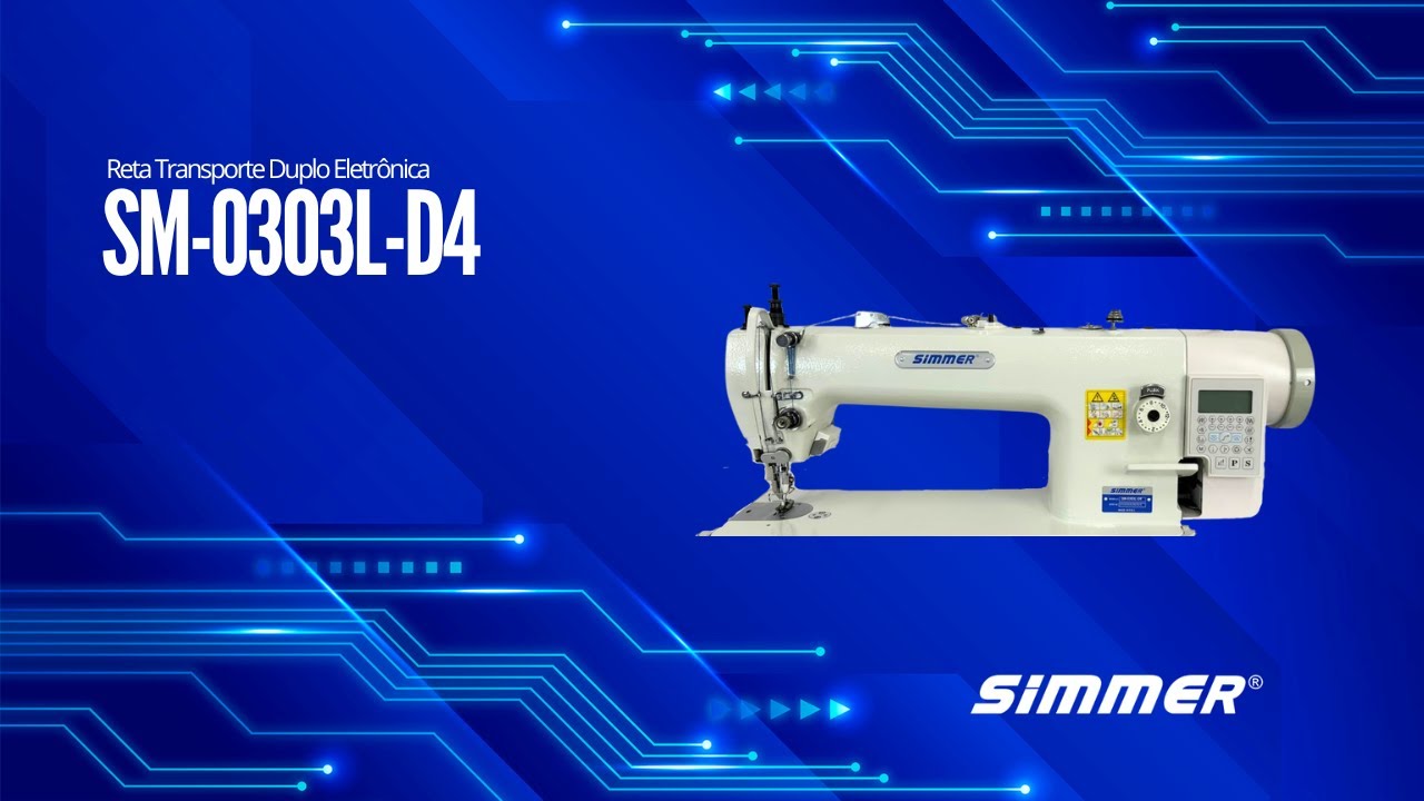 SM-0303L-D4 – Máquina de Costura Reta Eletrônica Transporte Duplo Cabeçote Alongado