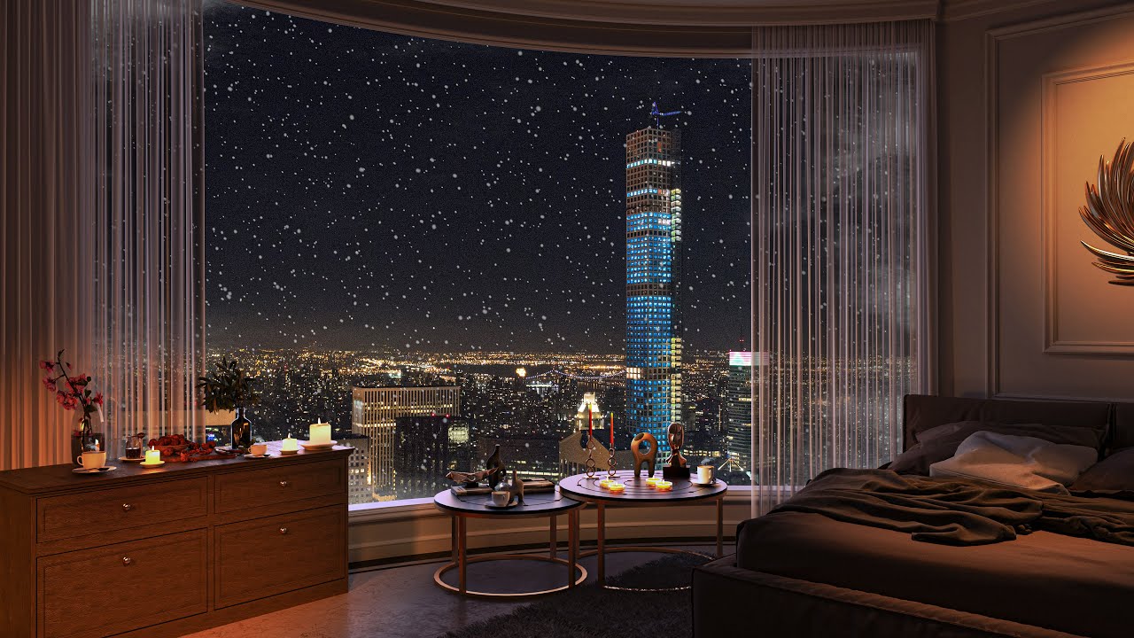 A Luxury New York Apartment With An Amazing View - Smooth Jazz Piano Music for Relax and Sleep