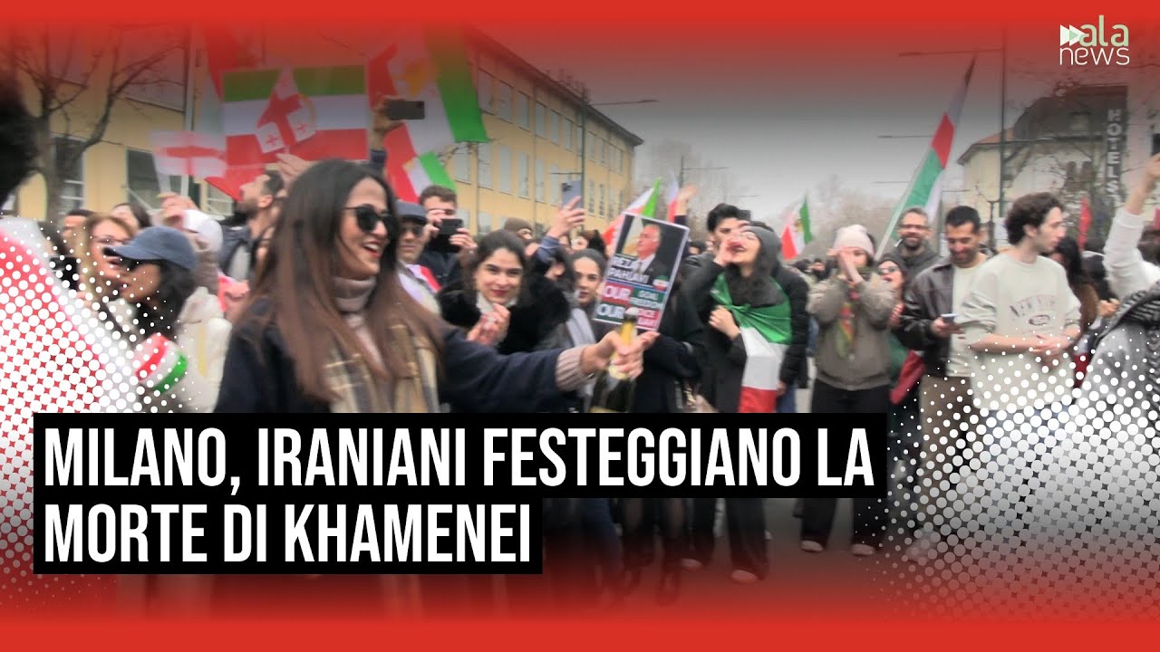 Milano, iraniani festeggiano la morte di Khamenei davanti al consolato: 