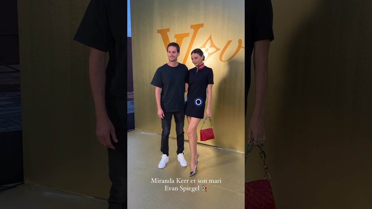 Miranda Kerr & Evan Spiegel at the Louis Vuitton fashion show in Paris, France. #mirandakerr