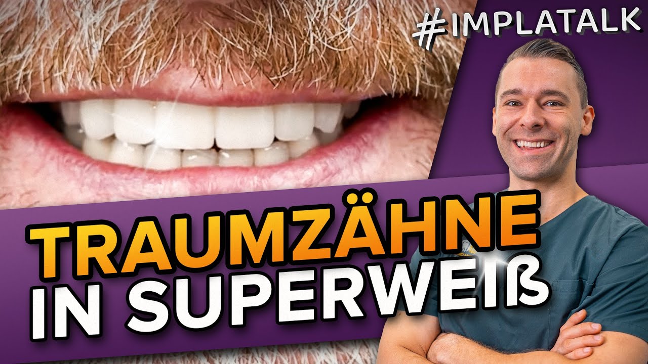 Patient bekommt Lächeln zurück dank 12 Implantaten (Mega helle BL4 Zahnfarbe)