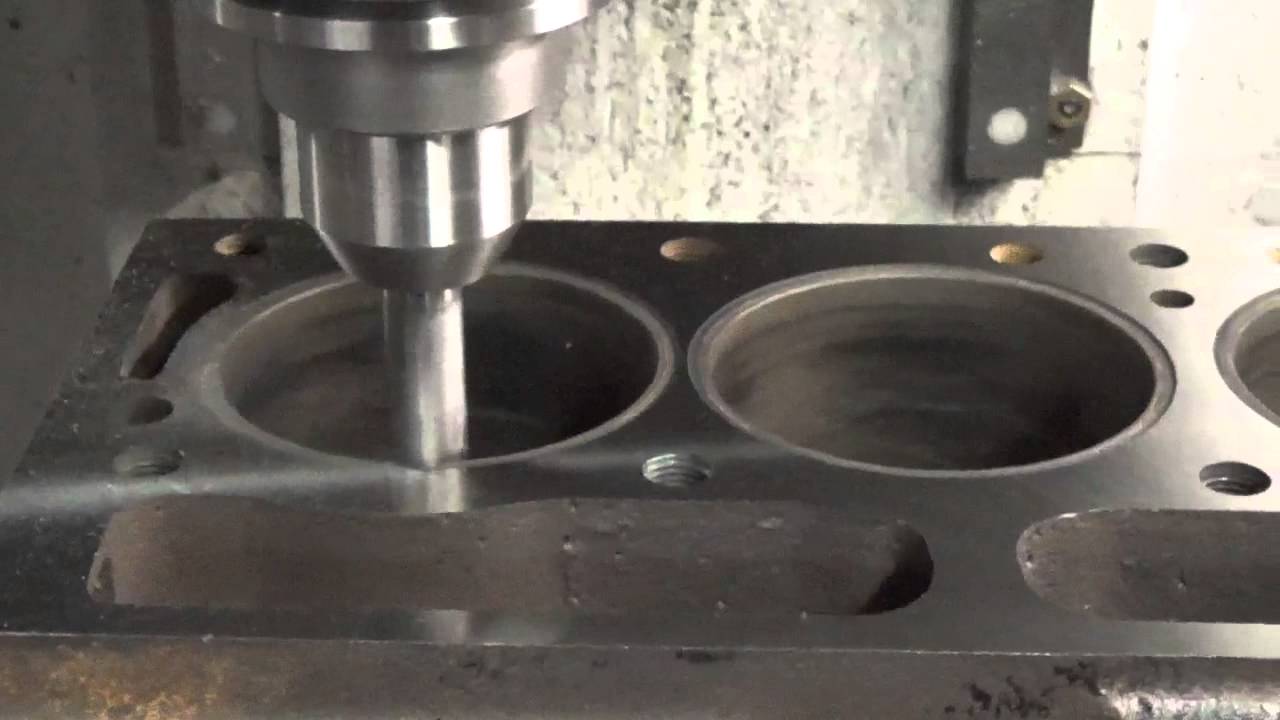 Triumph TR6, milling head gasket counterbores in RMC V40