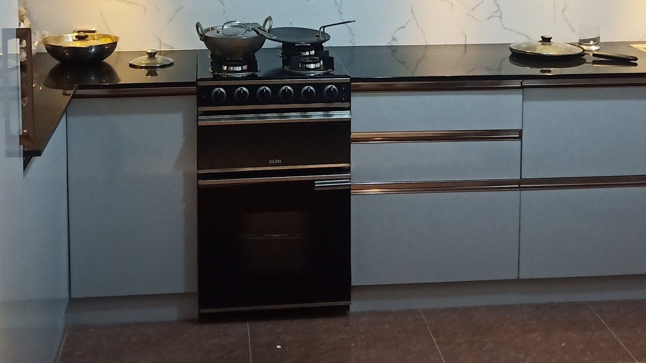 #G-profile handle modular kitchen with soft close tandam & pantry tall unit  जी प्रोफ़ाइल हैंडल k