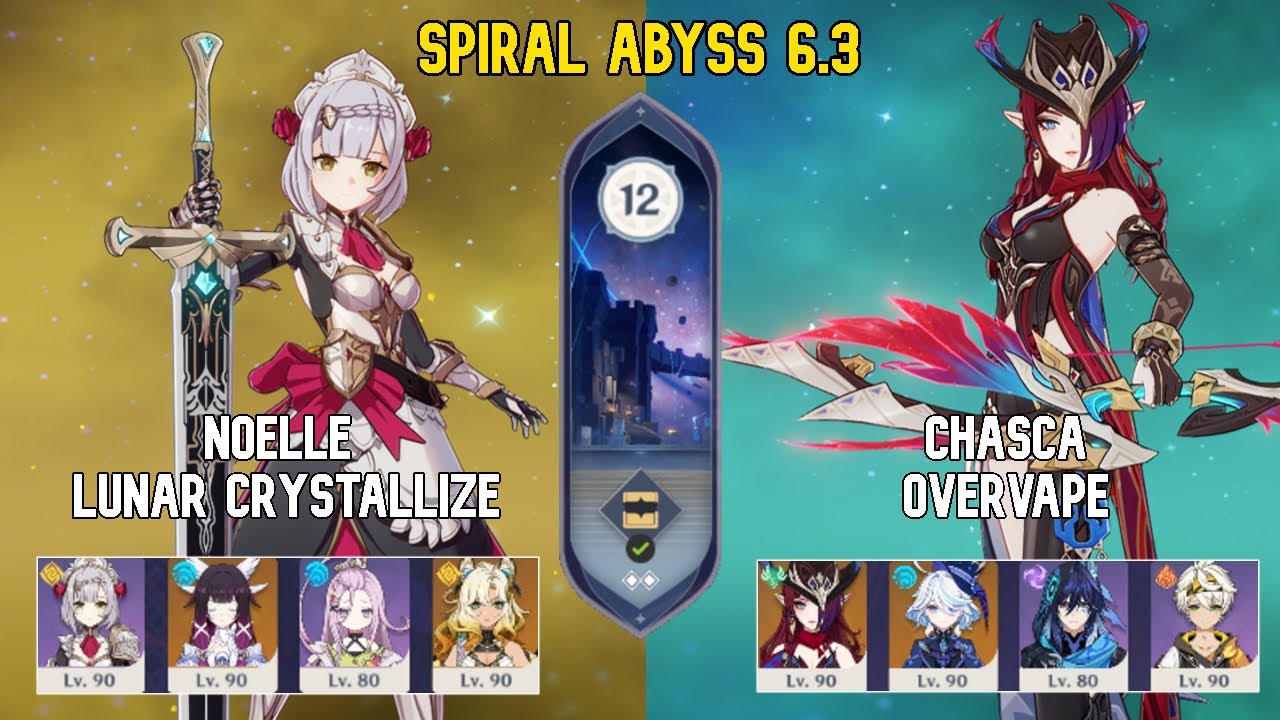 Noelle Lunar Crystallize & Chasca Overvape | Spiral Abyss Floor 12 | Genshin Impact Luna 6.3
