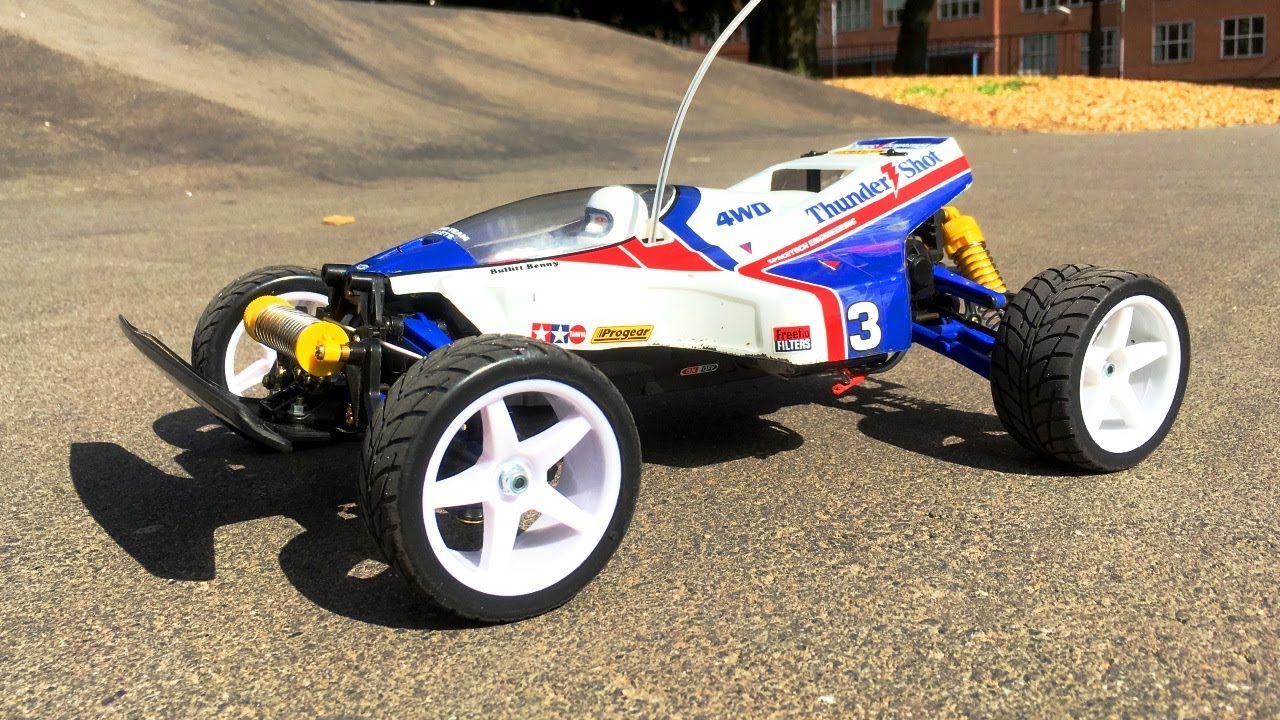Tamiya Thundershot 2005 4WD 1/10 - 240 fps Absima Buggy Street Tire Set and Suspension/Damper Test!