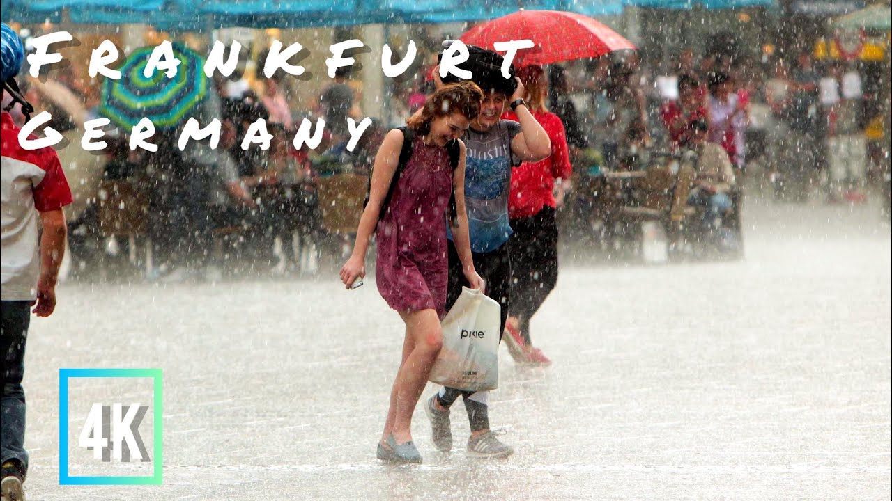 Walking in the Rain ☔️ | Germany 🇩🇪 Frankfurt | August 2023 | Walk and City Sounds