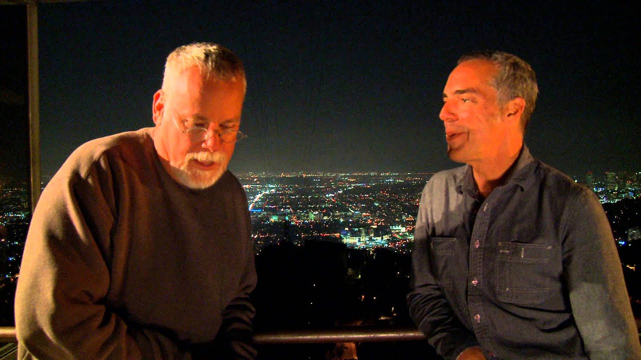 Michael Connelly and Titus Welliver on the set of 
