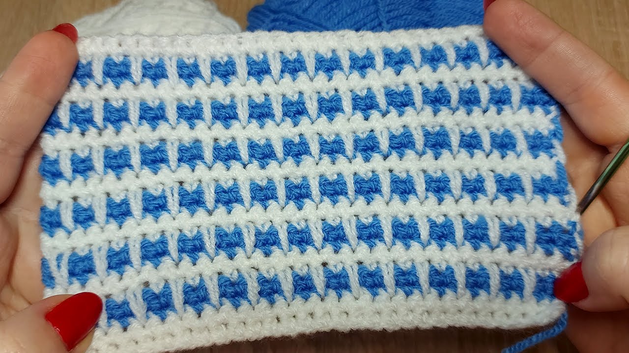 ☝НОВЫЕ ГАЛОЧКИ плотный узор крючком./NEW CHECKS dense crochet pattern.