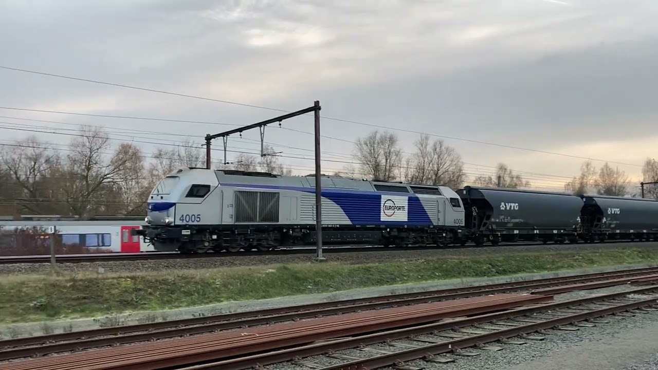 Vossloh Euro 4000 Europorte HLD 4005 passage en sortie de gare de Mons