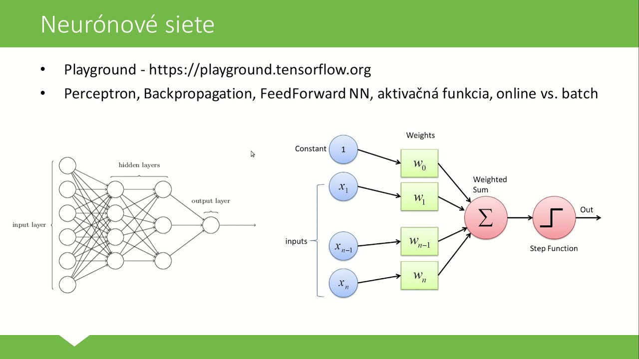 Z&aacute;klady IoT - Strojov&eacute; učenie - 4. Neur&oacute;nov&eacute; siete, Deep learning