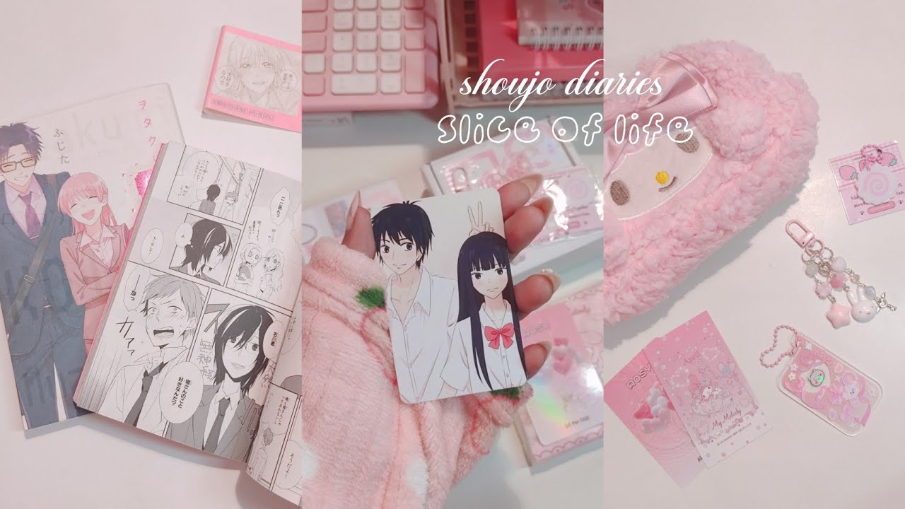 slice of life🌸💭 shoujo girl diaries, watching anime, making matcha, reading manga, pink trinket haul