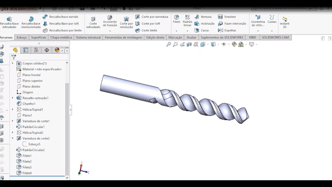 Solidworks Broca de Aço [Tutorial completo]