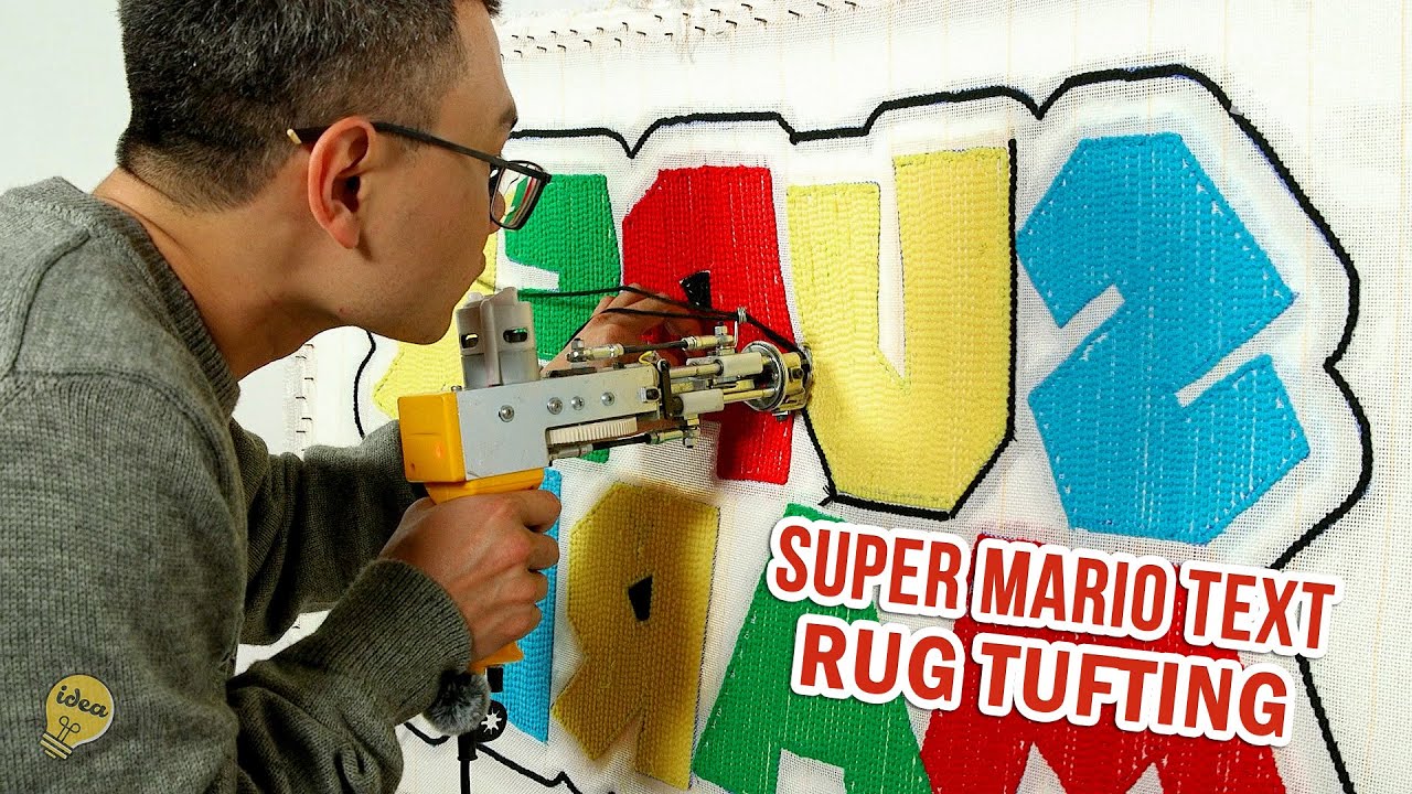 Handmade Tufted Rug | Nintendo - Super Mario Text Rug#diy #art #rug