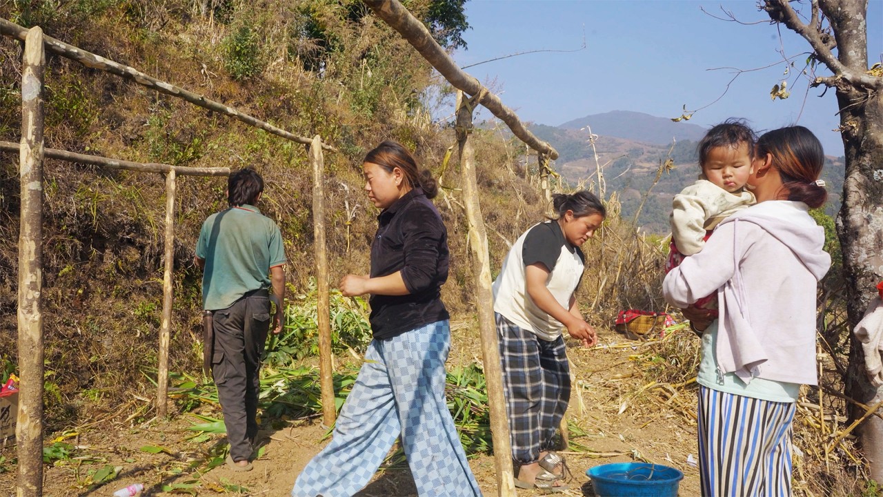 jina is busy working with her friends and family in the village || Jina rai ||