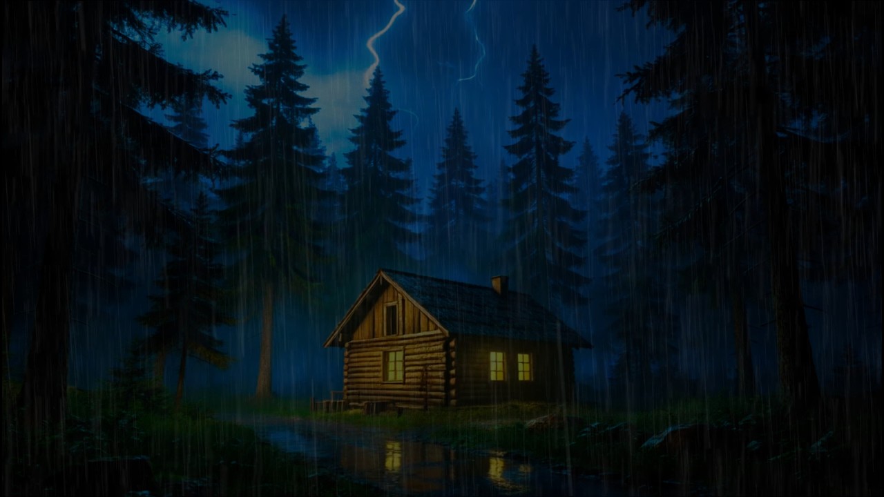 Midnight Rain in the Forest Cabin 🌙🌧 | Fall Asleep Fast