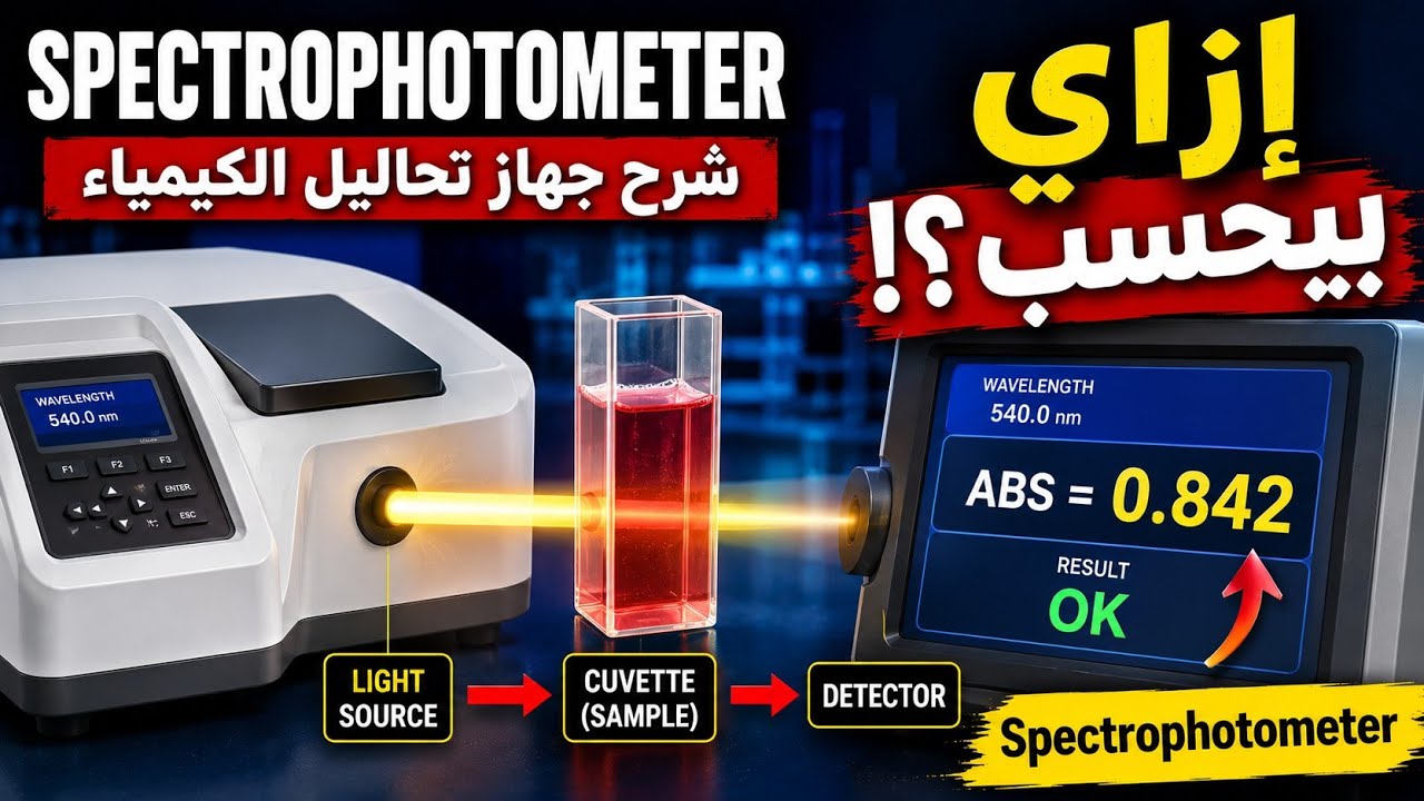 E1.Spectrophotometer    شرح جهاز تحاليل الكيمياء (سبكتوفوتوميتر ) بطريقة عمرك ما هتنساها