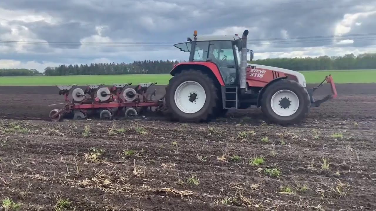 STEYR 9115 Maisland Pflüge (SOUND VIDEO) Cornland plowing [straight pipe]