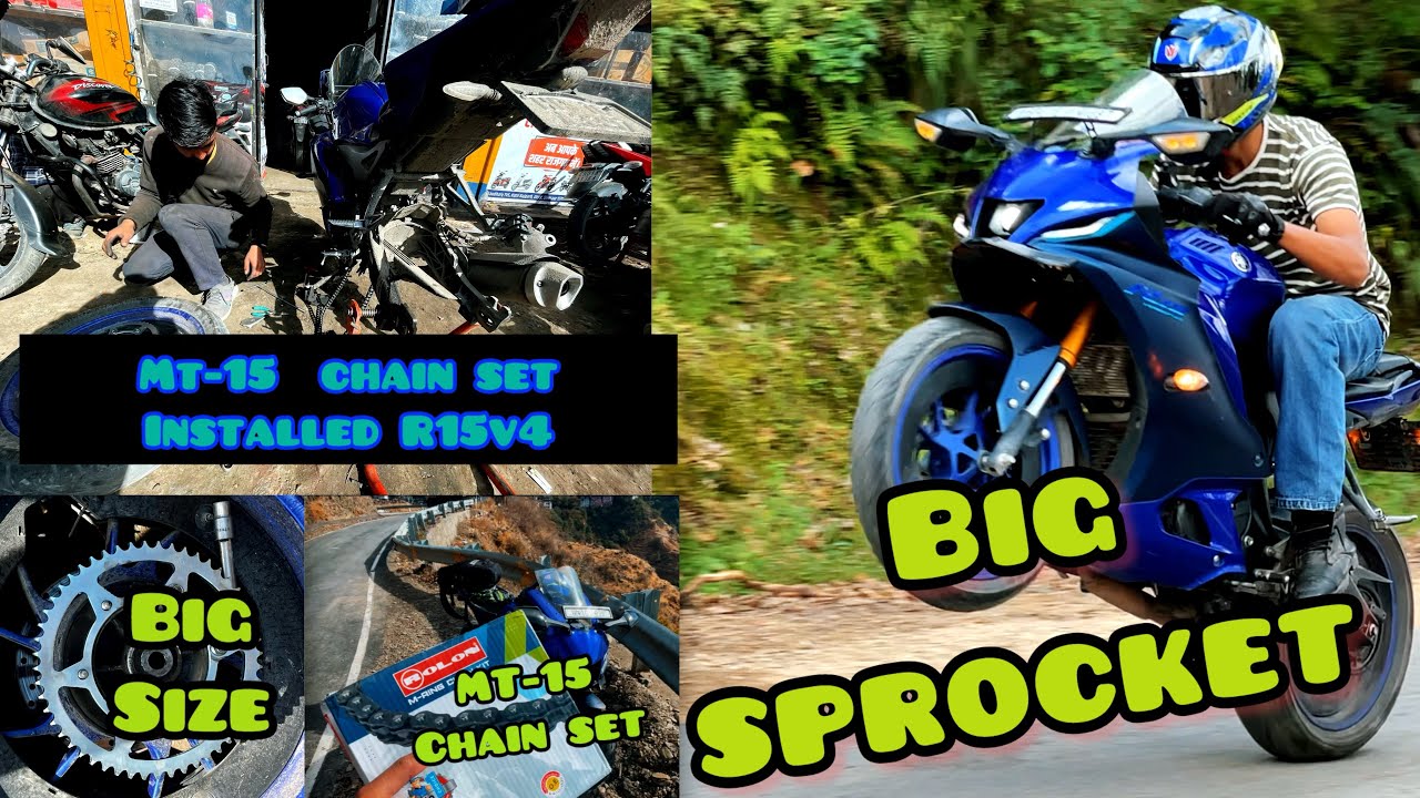 Himachal 1st R15v4💥with MT15 chain sprocket❤️​⁠Big sprocket💥install in my R15v4😱@Rider_From_Rajgarh