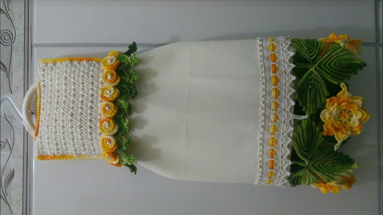Porta pano de prato Primavera em crochê com Maria José. Um lindo presente para o dia das mães.