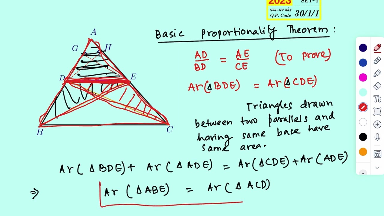Prove that if a line is drawn parallel to one side of a triangle to the other two sides in distinct 