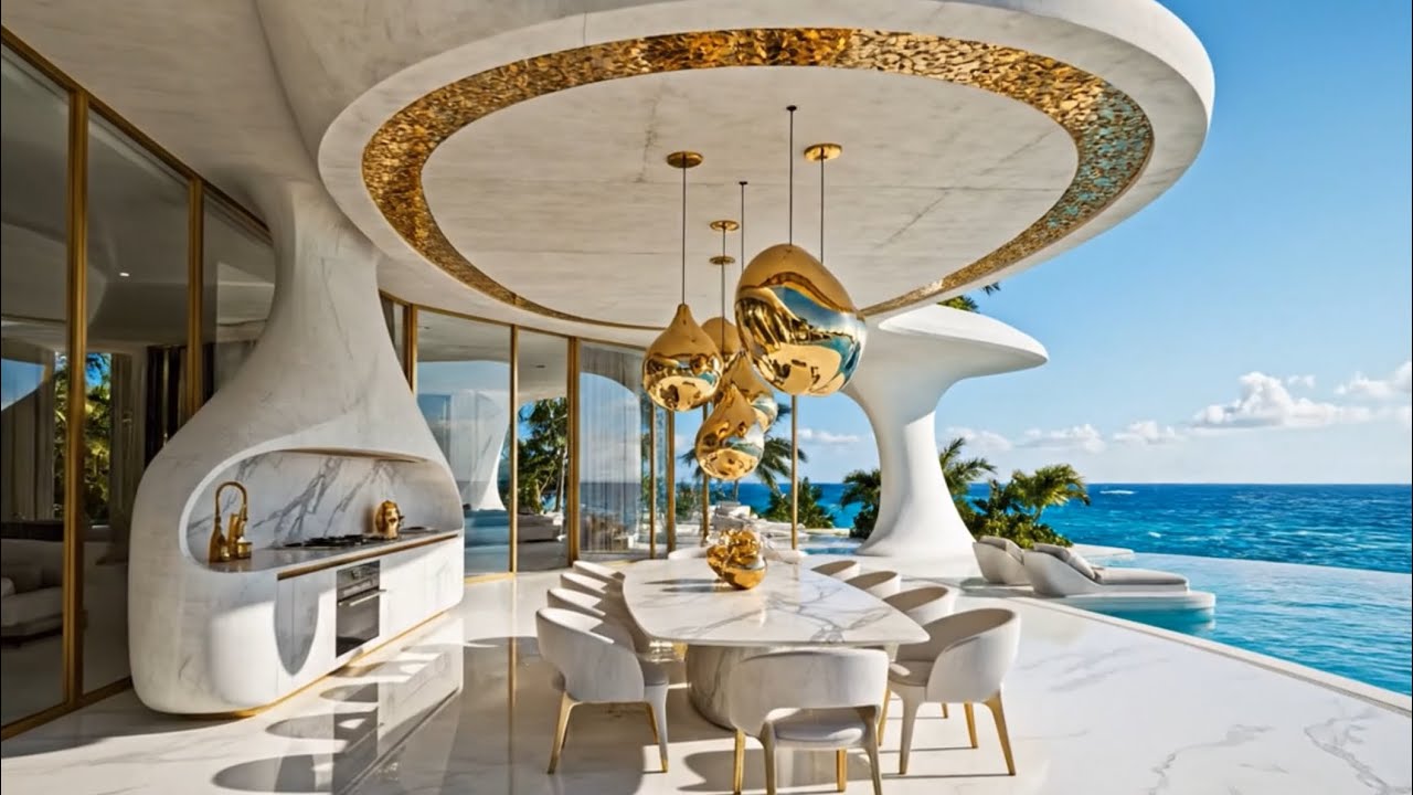 Inside a Billionaire’s Gold-Trimmed Organic Mansion on a Cliff | Cinematic Drone Tour