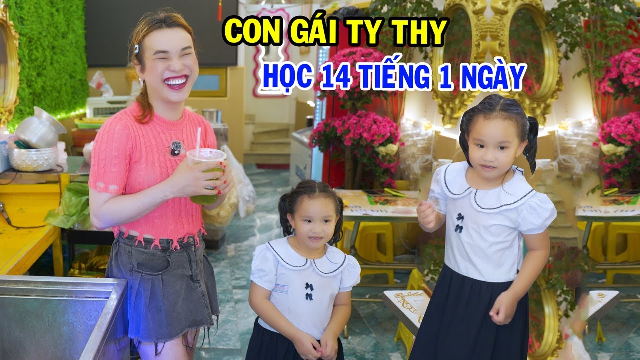 Ty Thy cho con gái đi học 14 tiếng 1 ngày - Ty Thy Vlog Gỏi đu đủ