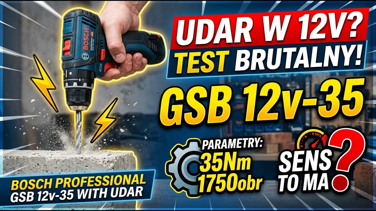 ♻️ Prezentacja: Wkrętarka Bosch GSB 12v-35 z udarem 12v 35Nm 1750obr 10mm sprawdzam udar czy ma sens