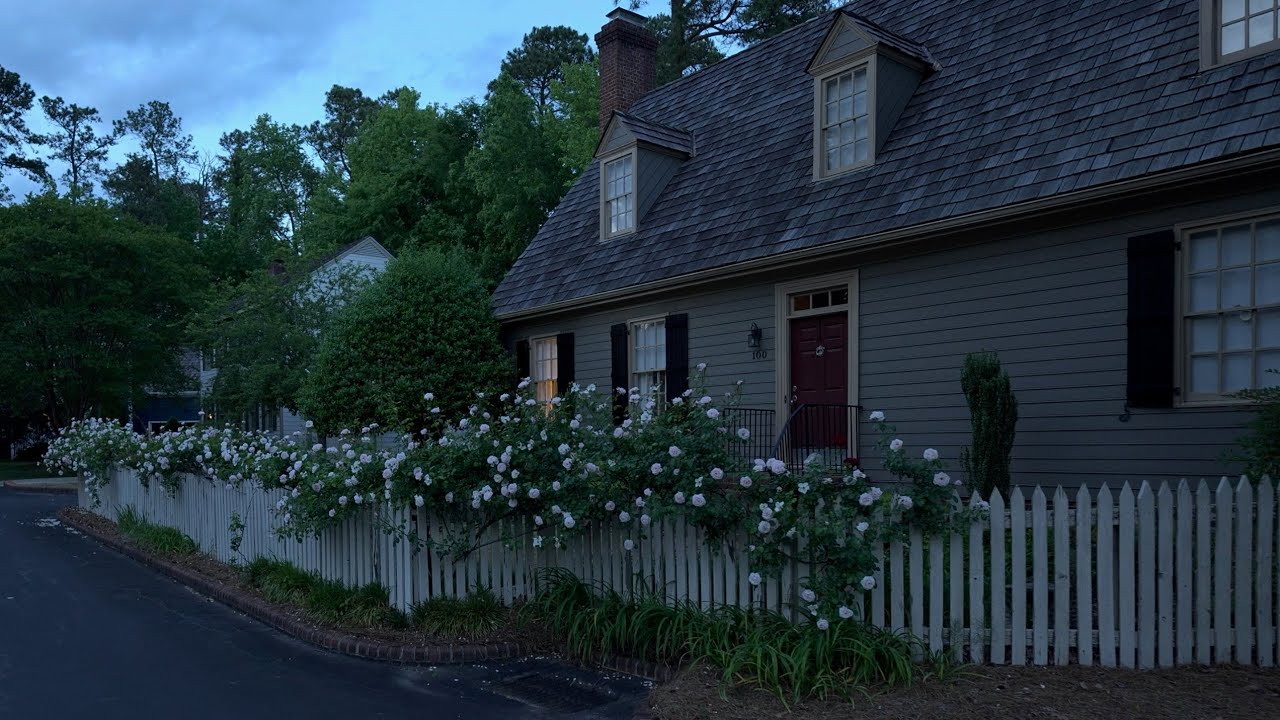 Evening Spring Walk Through American Neighborhood | Nature Sounds for Sleep and Study