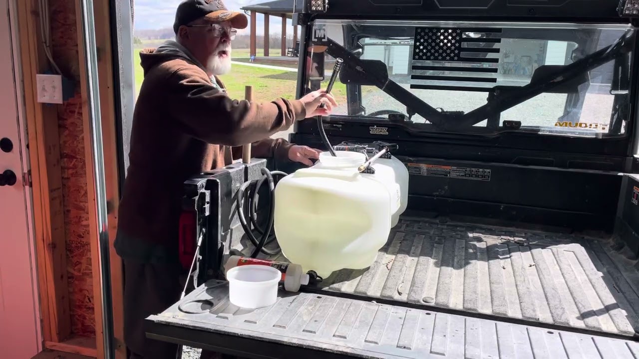 Review and how to force prime sprayer pump Greenwood 15 gallon sprayer, 1st dose Clover Fuel