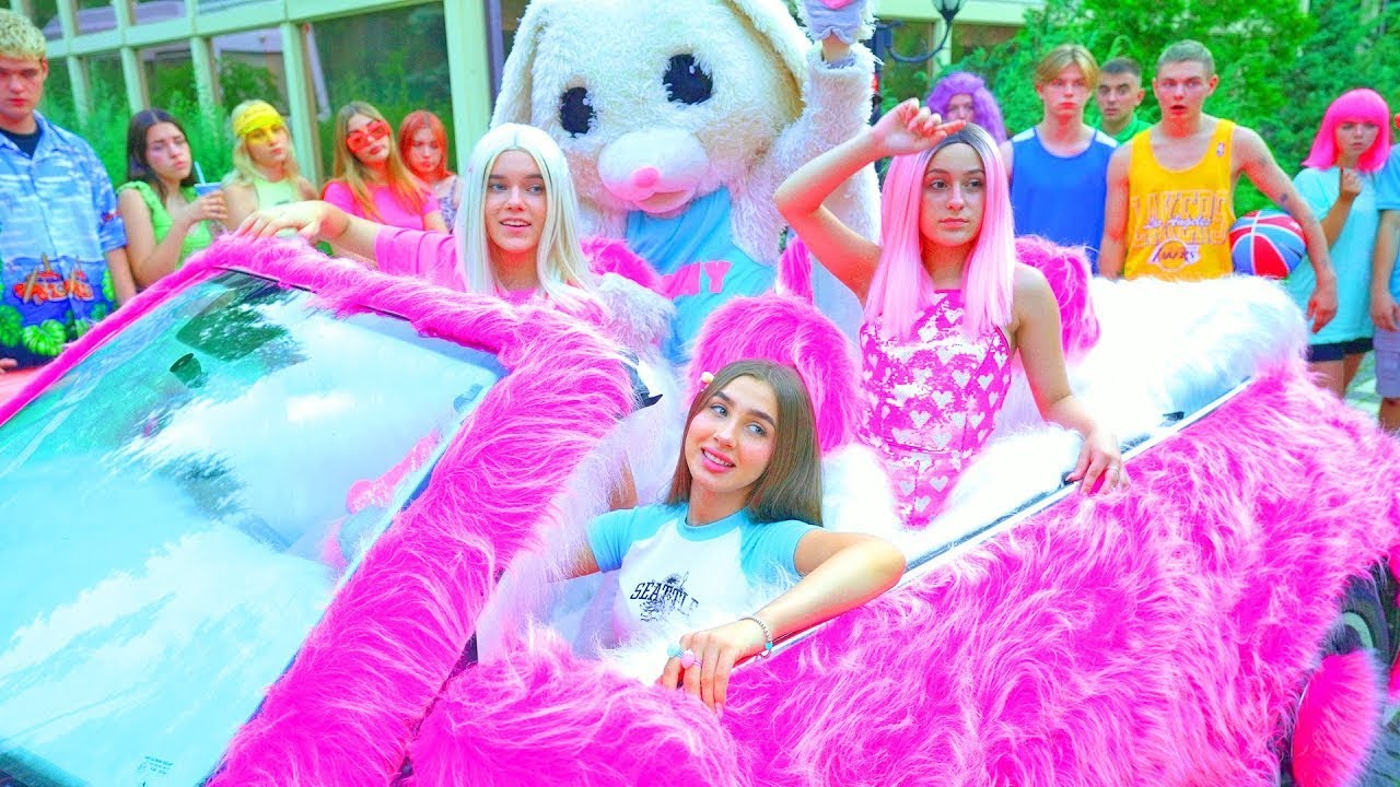 🛍 DIANA OCH BUNNY CHEERLEADERS överraskade alla skolbarn med sin nya glamorösa bil 🎀