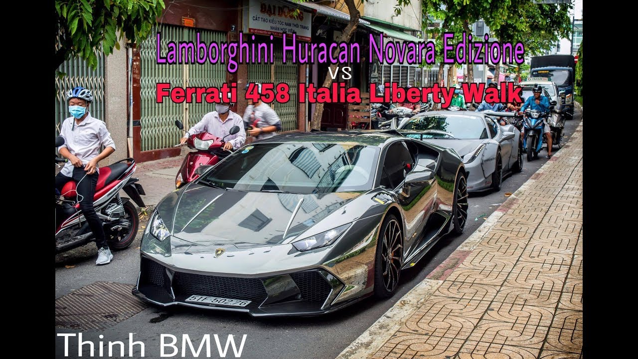 [P1] Ferrari 458 Italia Liberty Walk vs Lamborghini Huracan Novara Edizione On The Streets