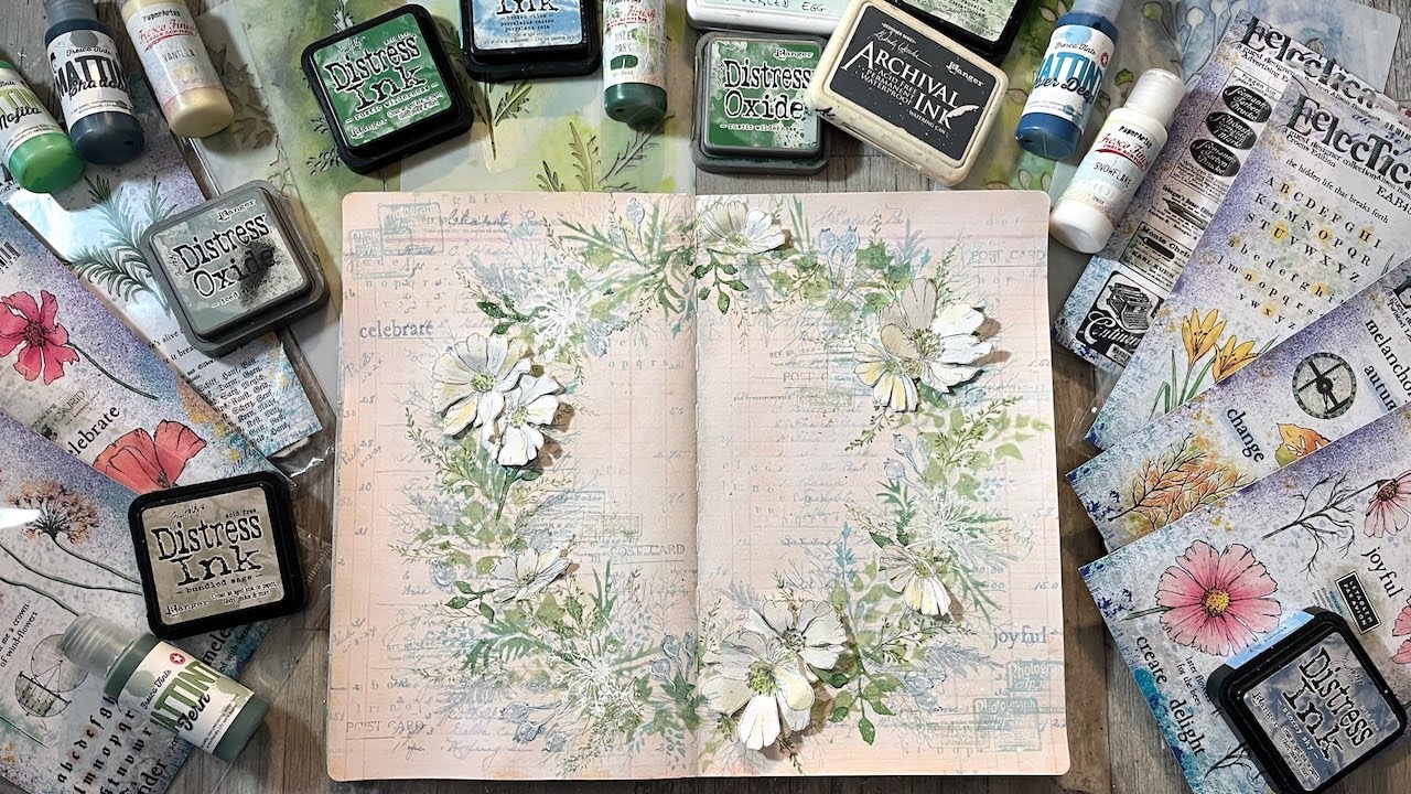 Mixed Media Festive Garland Journal Page with PaperArtsy