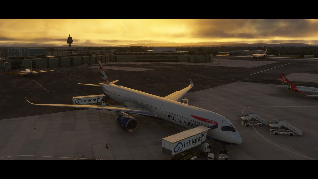 Approach into Rainy London Heathrow - MSFS 2024 - inibuilds a350-1000