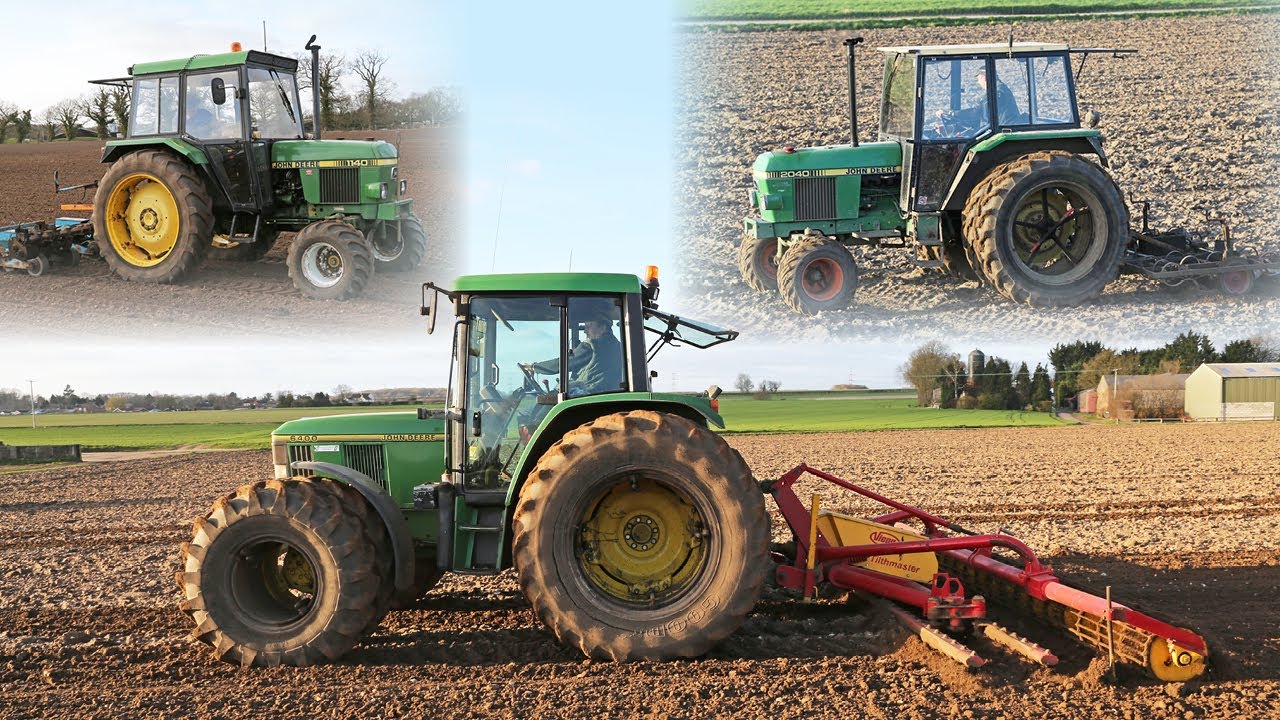Drilling sugar beet | Classic John Deere 6400, 2040 and 1140 | Vicon Tilthmaster, Webb drill